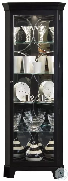 Curio Cabinet featuring Circular Glass Overlay and Bracket Feet