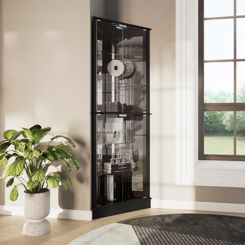 Curio Cabinet featuring Six Storage Levels and Tempered Glass Doors