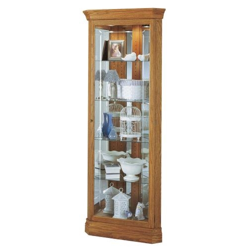 Curio Cabinet with Adjustable Shelves and Warm Oak Finish