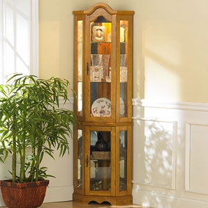 Curio Cabinet with Faceted Front and Arched Top