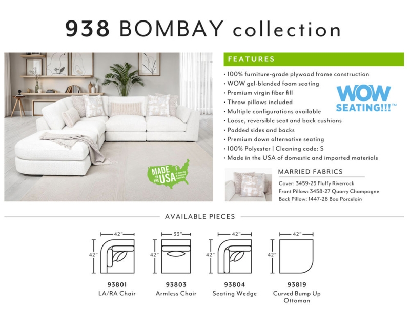 Curved Bump Up Ottoman Modular Sectional with Wedge