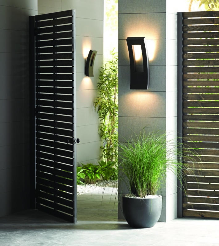 Curved Rectangular Outdoor Wall Sconce with Open Center Frame