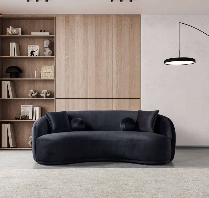 Curved Sofa Kidney Shape Spherical Pillows Low Profile