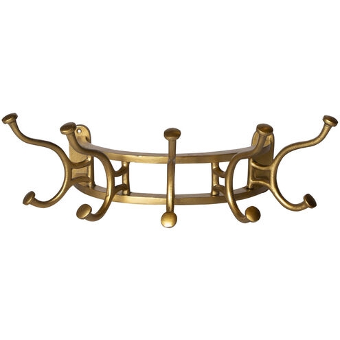 Curved Wall Mounted Coat Rack with Ten Industrial Brass Pegs