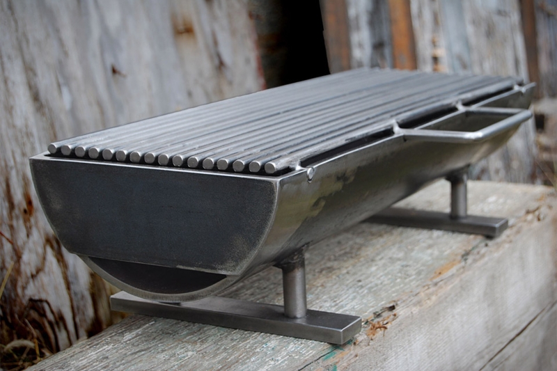 Cylindrical Charcoal Stove Gunmetal Gray Industrial Trough Body