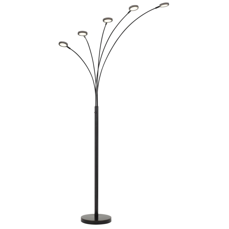 Dark Bronze Arc Floor Lamp with Five Integrated LED Discs