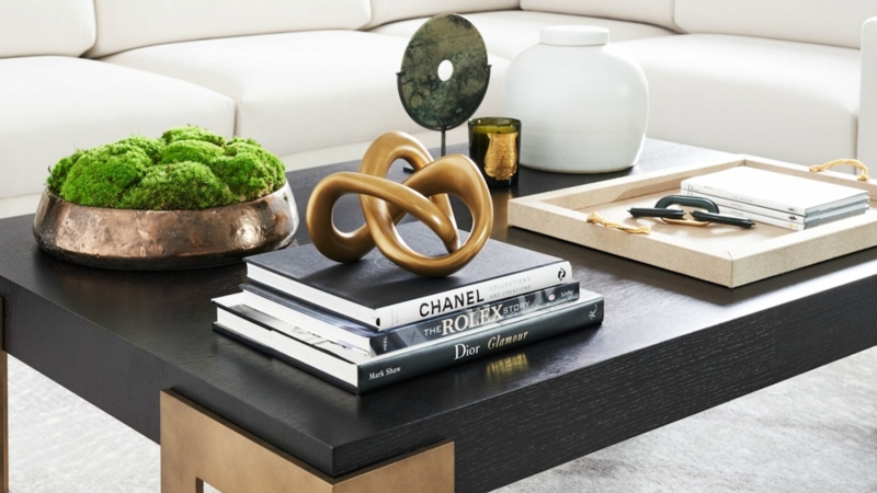 Decorative Tray Faux Shagreen Texture Rope Handles Luxury Coffee Table