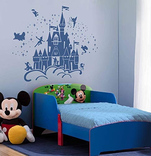 Deep Blue Disney Castle Wall Decal, Nursery Wall Sticker