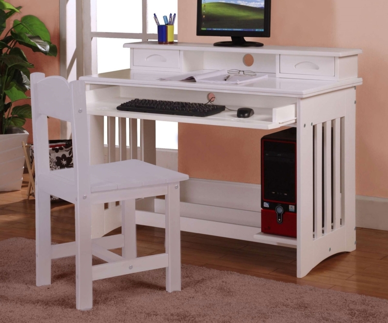 Desk And Chair Set Slatted Sides Keyboard Tray Study Desk