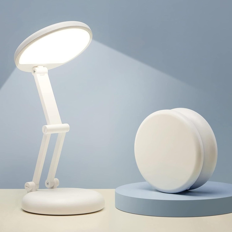 Desk Lamp Articulated Neck Circular Head Matte White Compact