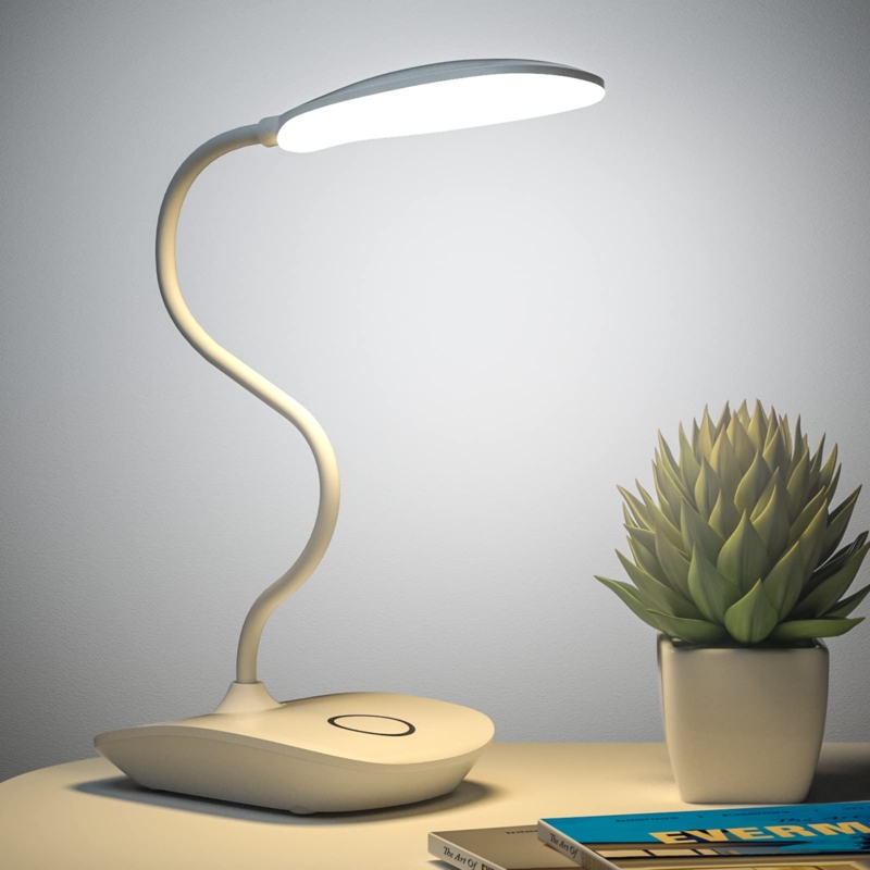 Desk Lamp Flexible Gooseneck Touch Control White Minimalist