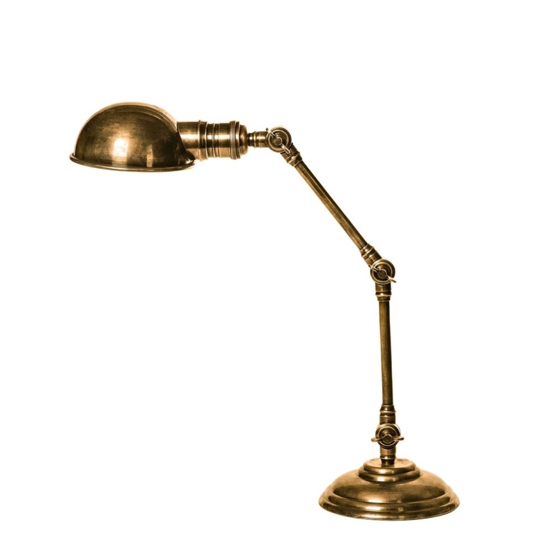 Desk Lamp: Industrial Antique Brass with Adjustable Dome Shade