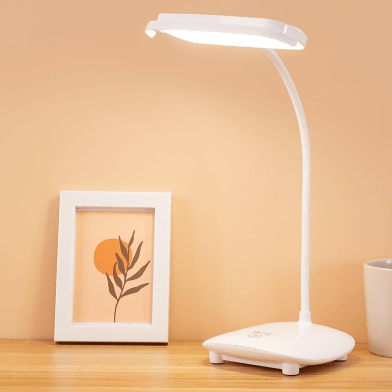 Desk Lamp Rectangular Head Flexible Gooseneck White Touch