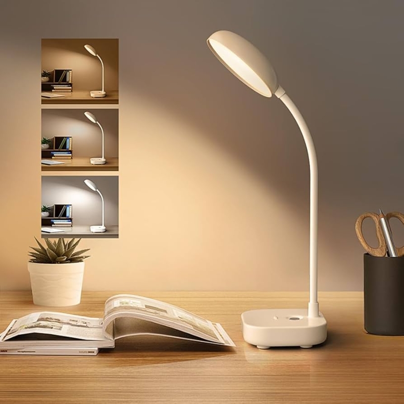 Desk Lamp Three Color Modes Flexible Gooseneck Off-White