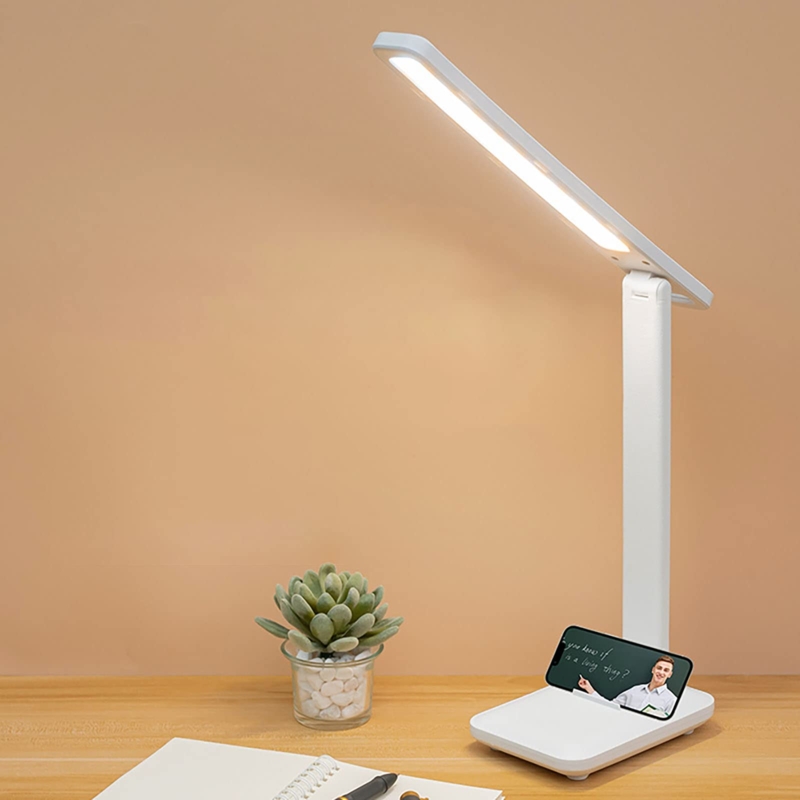Desk Lamp with Phone Cradle Cordless Folding White