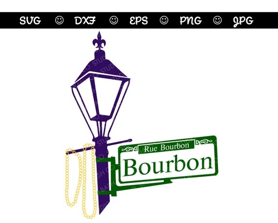 Digital Graphic Design with Purple Lamppost and Fleur-de-lis
