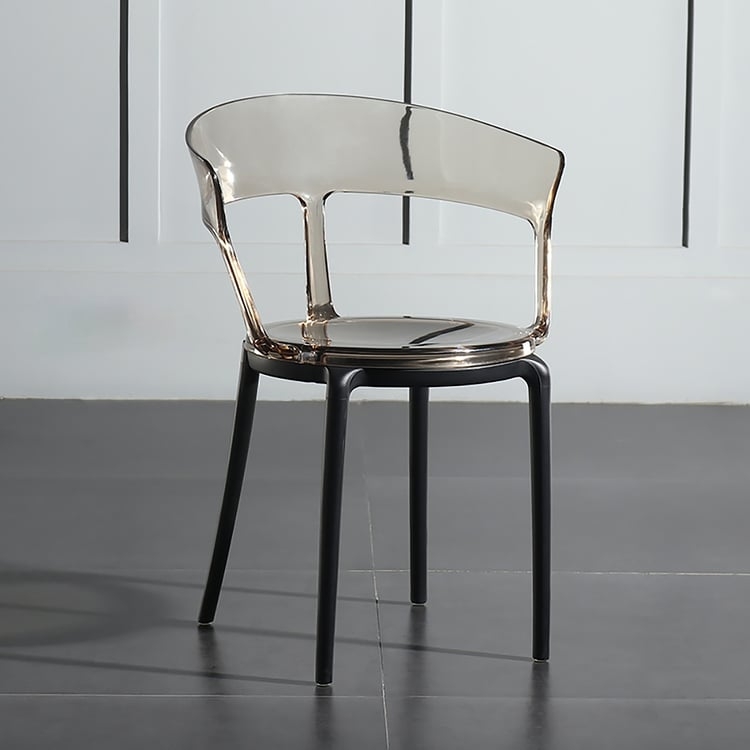 Dining Armchair Amber Acrylic Open Back Tapered Black Legs