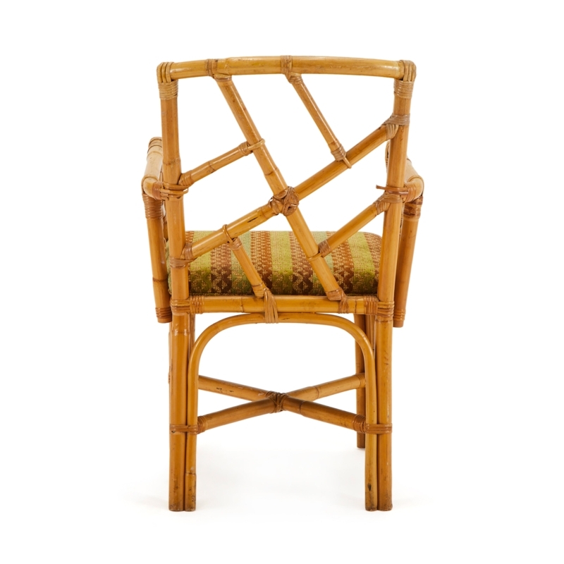 Dining Armchair Tropical Bamboo with Geometric Back and X-Stretcher