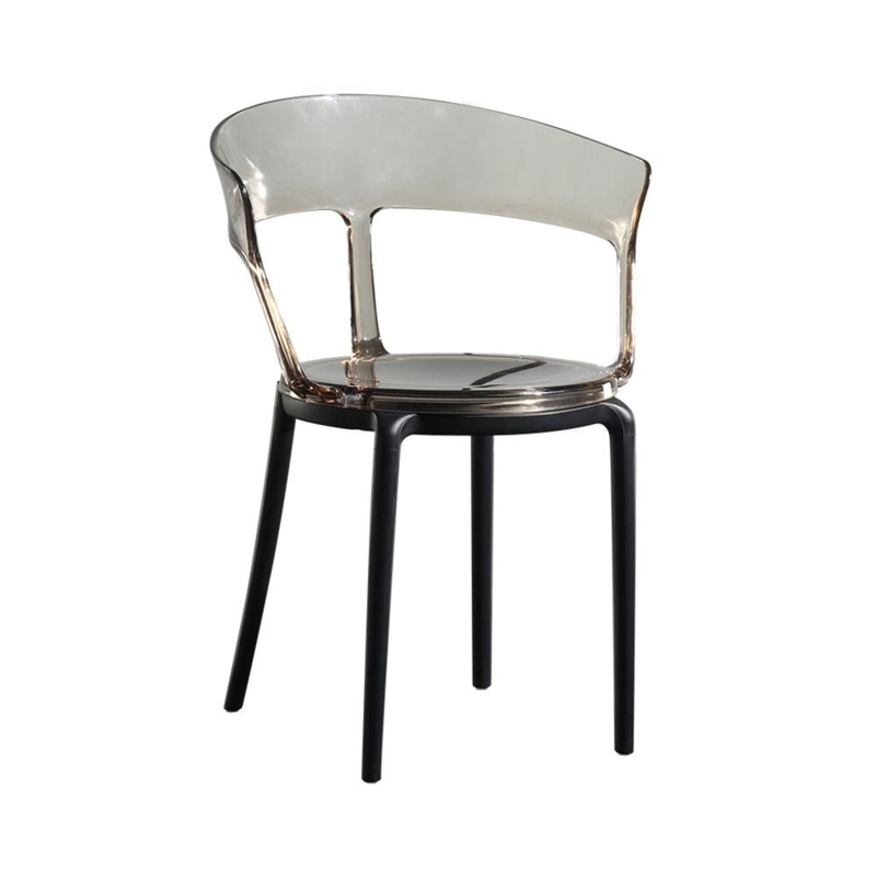 Dining Chair Circular Seat Amber Acrylic Matte Black Legs
