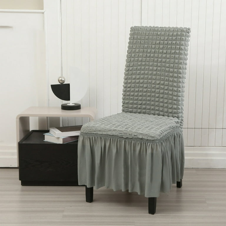 Dining Chair Cover Seersucker Texture Sage Green Ruffled Skirt Cottagecore
