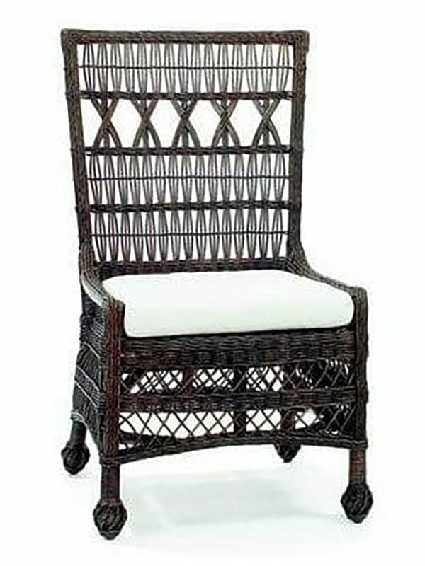 Dining Chair Espresso Wicker Diamond Lattice Base Bun Feet