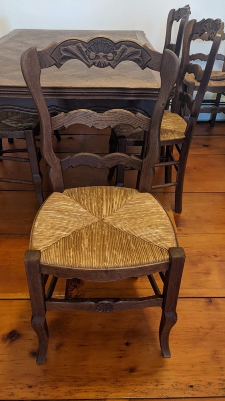Dining Chair French Country Style with Scalloped Apron and Rush Seat