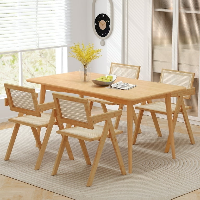 Dining Chair Japandi Style with Bamboo Frame and Angled X-Frame Legs