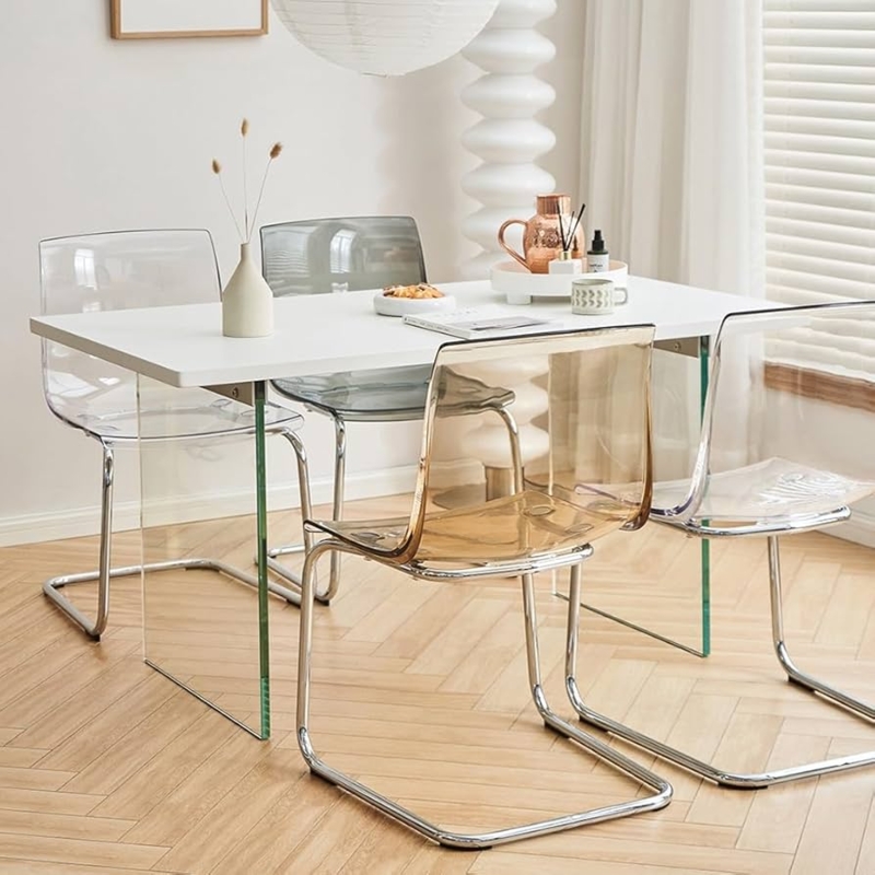 Dining Chair Multi-Color Transparent Cantilever Chrome Stackable