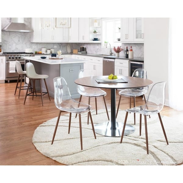 Dining Chair Walnut Legs Transparent Acrylic Shell Tapered Base