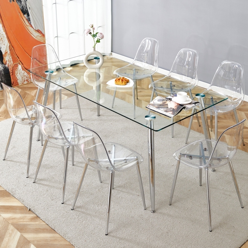 Dining Set: Transparent Dining Set with Transparent Chairs