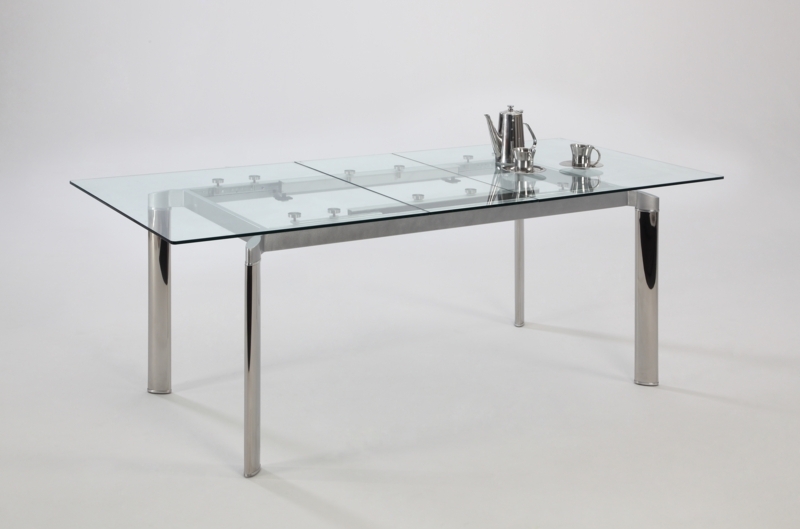 Dining Table: Pop Up Extension Dining Table with Visible Hardware