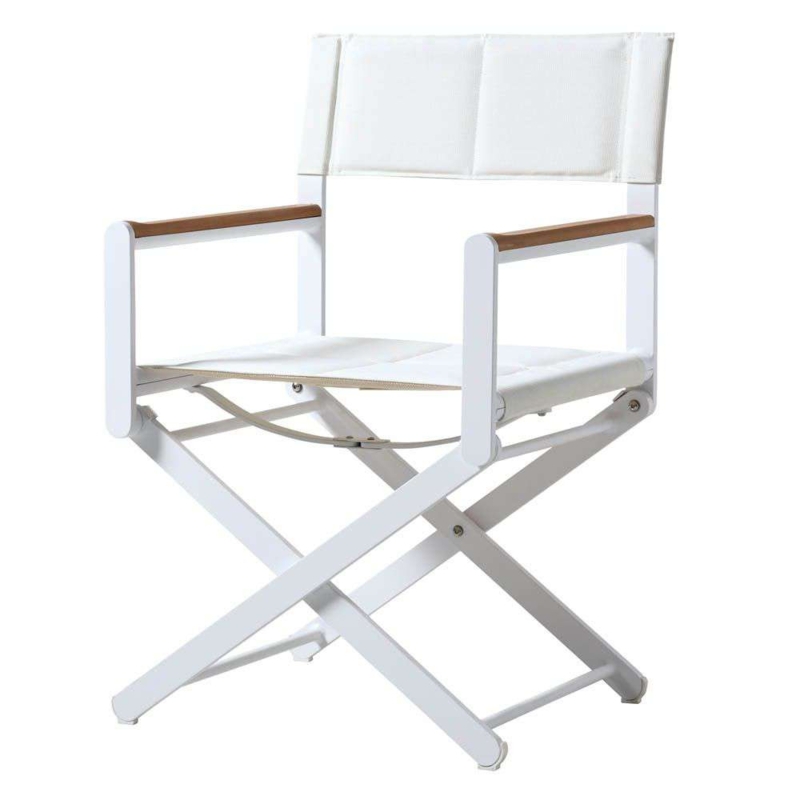 Director's Armchair with Padded Cushions and Wood Tone Arm Caps