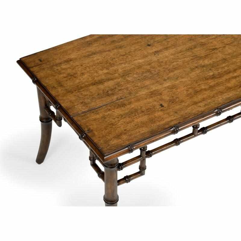 Distressed Faux Bamboo Coffee Table Lattice Apron