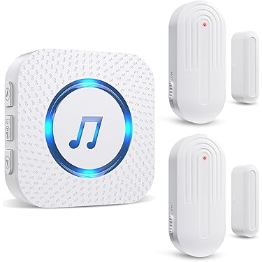 Door Bell Chime Textured White Wireless Contact Sensors LED Light Ring