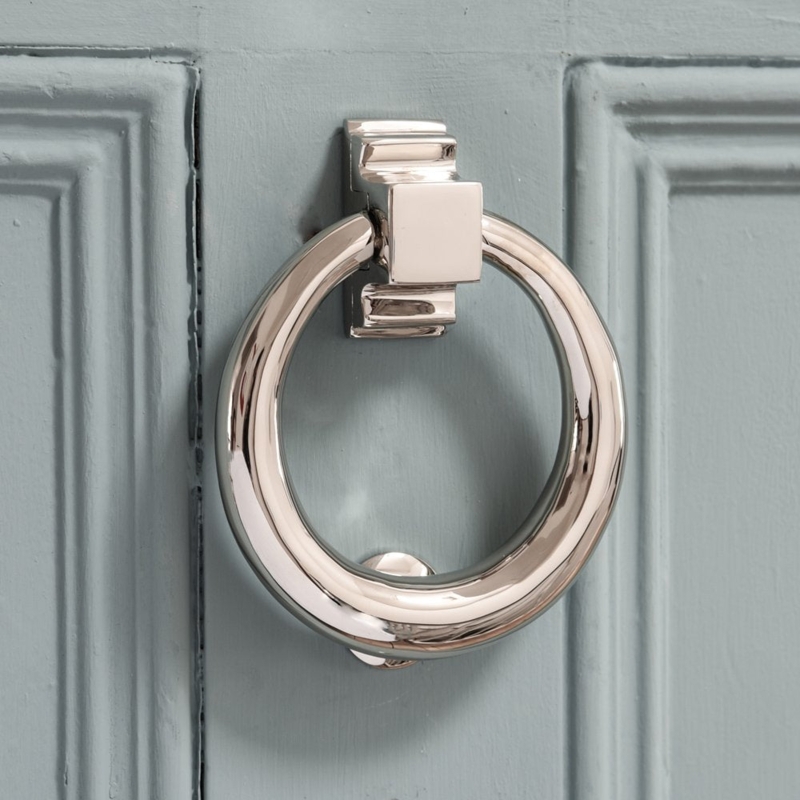 Door Knocker Circular Ring Design Polished Nickel Modern Transitional