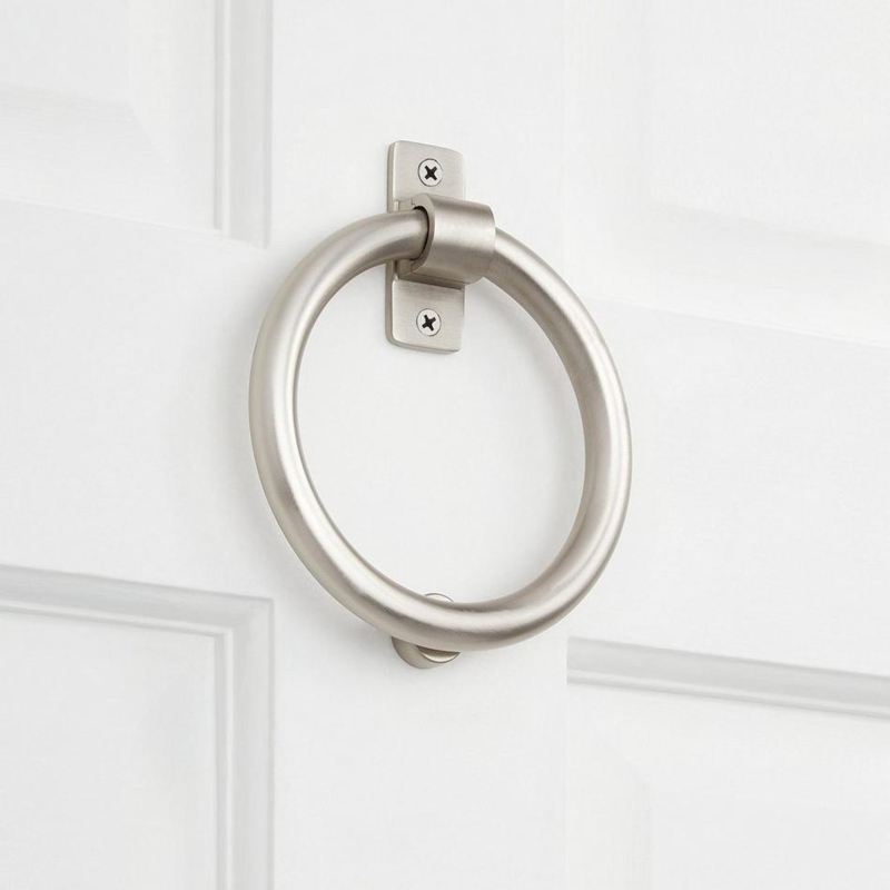 Door Knocker Exposed Screws Circular Ring Brushed Nickel Transitional