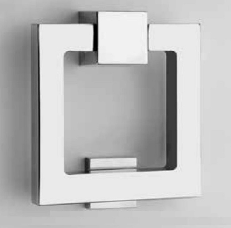 Door Knocker Mirror Finish Polished Chrome Square Frame Geometric Design