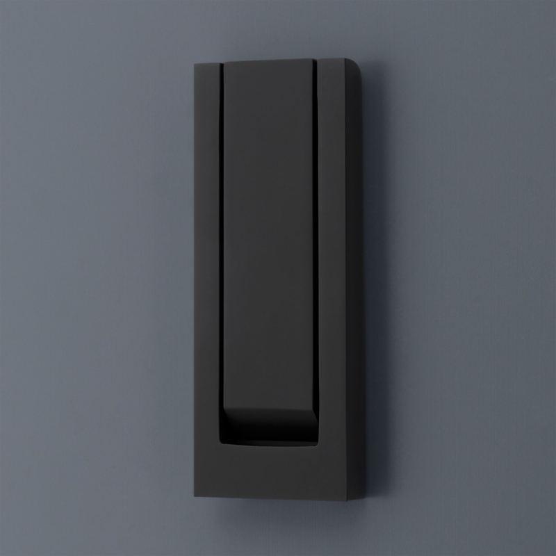 Door Knocker Pivoting Center Rectangular Frame Satin Black Minimalist