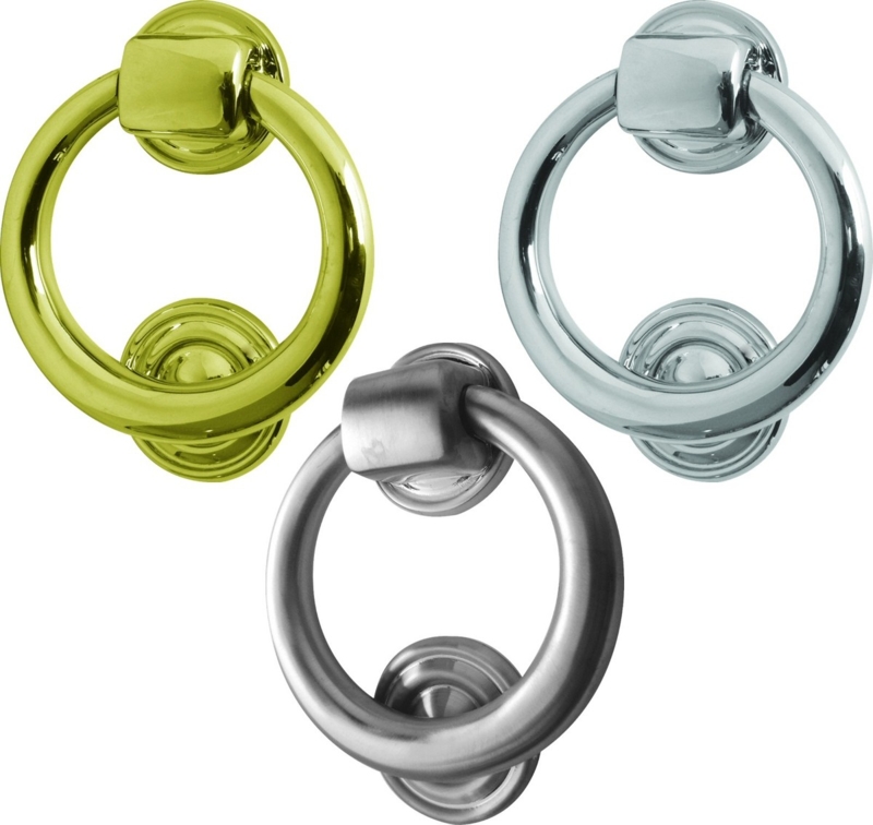 Door Knocker Solid Construction Polished Gold Ring Shape Minimalist
