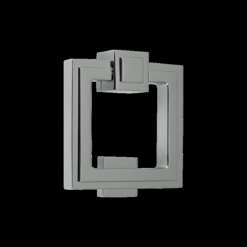 Door Knocker Stepped Design Polished Chrome Square Profile Geometric
