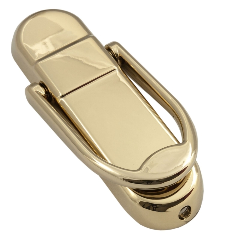 Door Knocker U-Shaped Handle Polished Gold Integrated Spy Hole