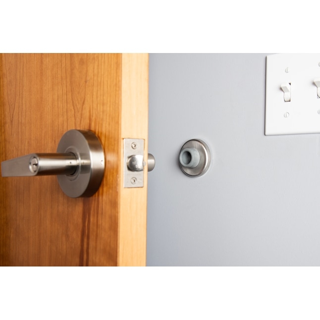 Door Stop, Wall Mounted Satin Chrome, Recessed Bumper Protector
