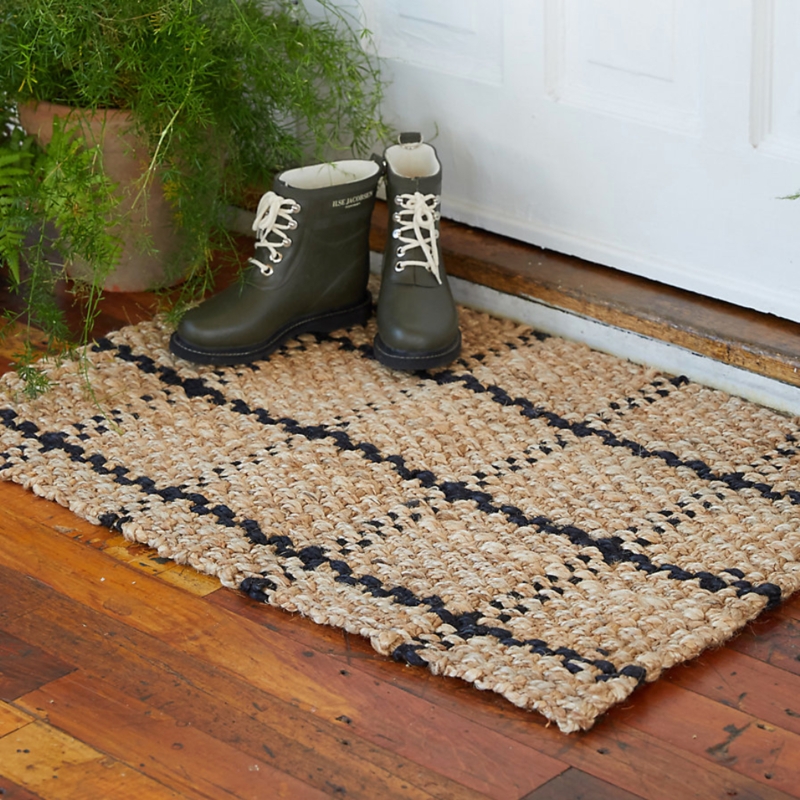 Doormat: Chunky Windowpane Jute Rug for Rustic Farmhouse Entryways