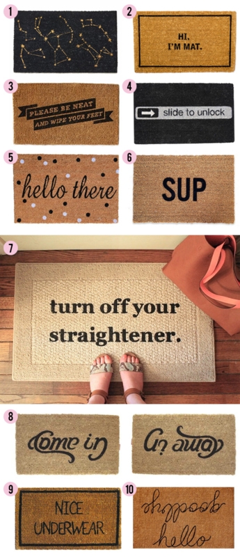 Doormat: Quirky Graphic Quotes on Coir, Modern Minimalist Entryway