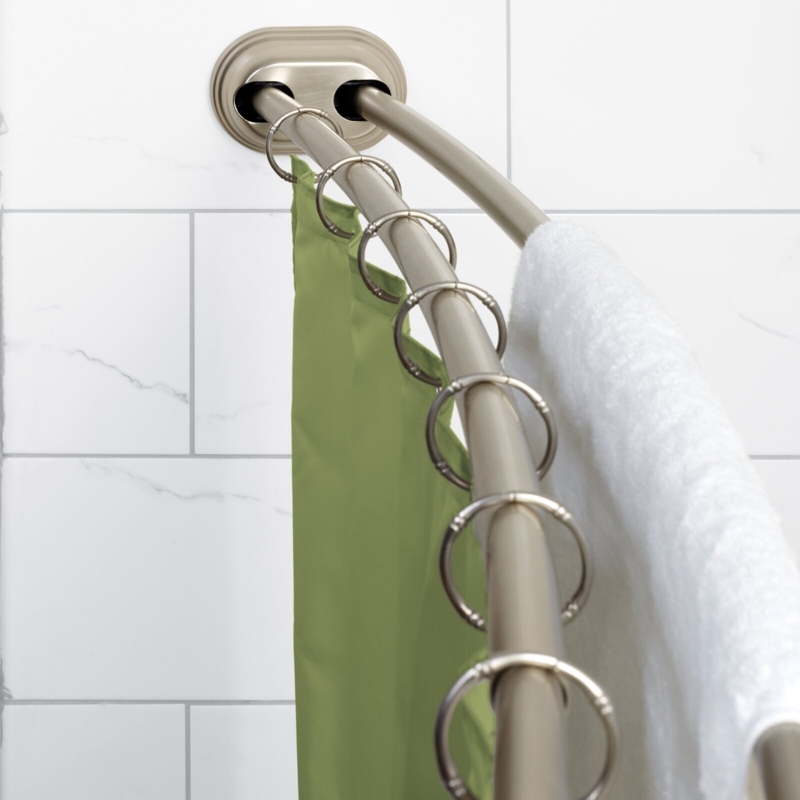 Double Curved Shower Rod Brushed Nickel Oval Bracket Design