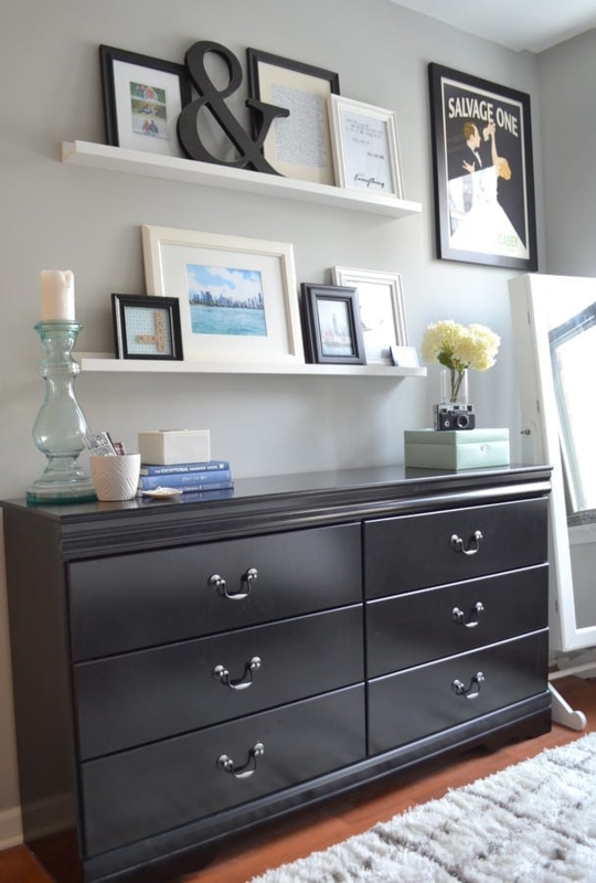 Double Dresser: Matte Black Finish Silver Bail Pulls Transitional Style