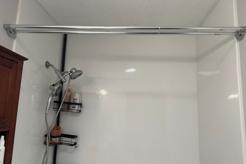Double Shower Curtain Rod Polished Silver Telescoping Dual Bar