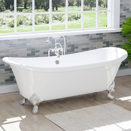 Double Slipper Clawfoot Tub with Polished Chrome Feet