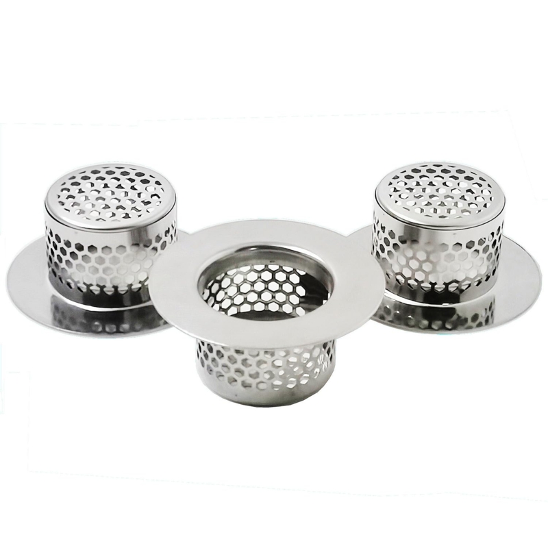 Drain Strainer, Hexagonal Perforation, Polished Wide Flange Honeycomb