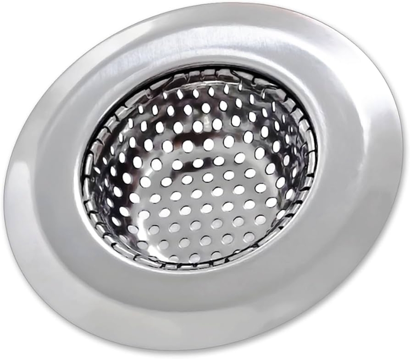 Drain Strainer, Mirror Finish Wide Flange, Perforated Basket Polished